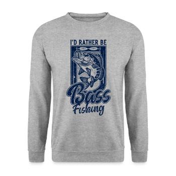 I'd Rather Be Bass Fish Fishing Funny Fisherman - Unisex Sweatshirt - salt & pepper - Front - Alina (178cm) & Michal (187cm)