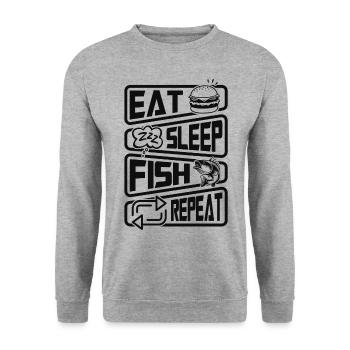 Pêcheur Drôle de pêche Manger Dormir Poisson Répéter - Sweat-shirt Unisexe - gris chiné - Devant - Alina (178cm) & Michal (187cm)