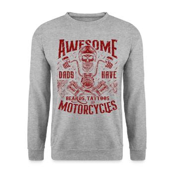 Biker-Väter haben Tattoos Bärte fahren Motorräder - Unisex Pullover - Weißgrau meliert - Vorne - Alina (178cm) & Michal (187cm)