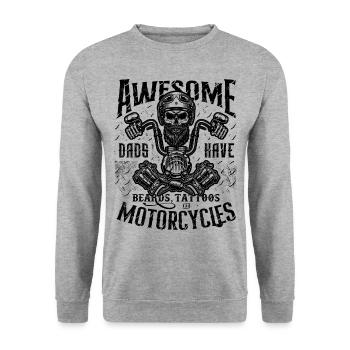 Biker-Väter haben Tattoos Bärte fahren Motorräder - Unisex Pullover - Weißgrau meliert - Vorne - Alina (178cm) & Michal (187cm)