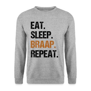 Mangez du sommeil Braap Répéter Drôle Dirt Bike Motocross - Sweat-shirt Unisexe - gris chiné - Devant - Alina (178cm) & Michal (187cm)