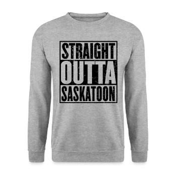 Straight Outta Saskatoon Vintage - Sweat-shirt Unisexe - gris chiné - Devant - Alina (178cm) & Michal (187cm)