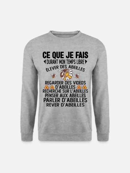 Ce Que Je Fais Pendant Mon Temps Libre abeilles - Sweat-shirt Unisexe - gris chiné