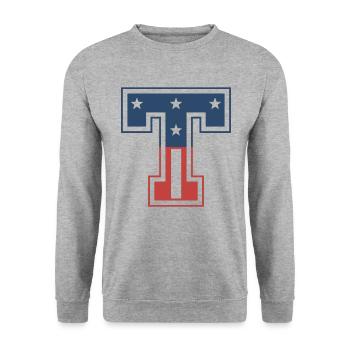 Lettre T États-Unis - Sweat-shirt Unisexe - gris chiné - Devant - Alina (178cm) & Michal (187cm)