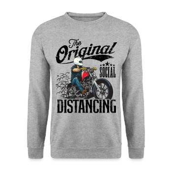Le vintage original de la moto de distanciation sociale - Sweat-shirt Unisexe - gris chiné - Devant - Alina (178cm) & Michal (187cm)