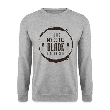 J’aime mon café noir comme mon âme drôle de café - Sweat-shirt Unisexe - gris chiné - Devant - Alina (178cm) & Michal (187cm)
