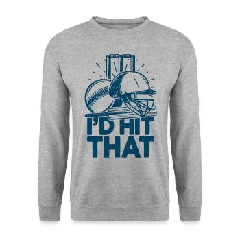Ich würde diese lustigen Cricket-Cricketspieler treffen - Unisex Pullover - Weißgrau meliert - Vorne - Alina (178cm) & Michal (187cm)