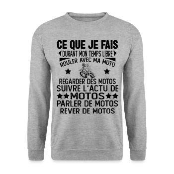 ce que je fais pendant mon temps libre moto motard - Sweat-shirt Unisexe - gris chiné - Devant - Alina (178cm) & Michal (187cm)