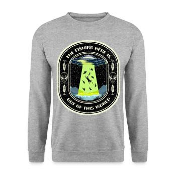 La pêche ici est hors de ce monde la pêche aux OVNIS - Sweat-shirt Unisexe - gris chiné - Devant - Alina (178cm) & Michal (187cm)