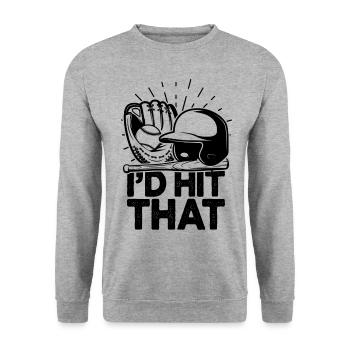 I'd Hit That Funny Baseball Fan - Unisex Sweatshirt - salt & pepper - Front - Alina (178cm) & Michal (187cm)
