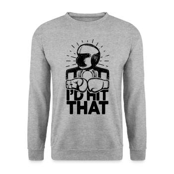 Ich würde diesen lustigen Box-Retro-Boxer treffen - Unisex Pullover - Weißgrau meliert - Vorne - Alina (178cm) & Michal (187cm)