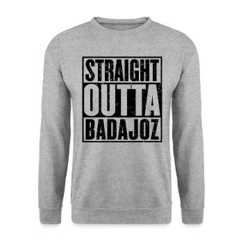 Droit Outta Badajoz - Sweat-shirt Unisexe - gris chiné - Devant - Alina (178cm) & Michal (187cm)