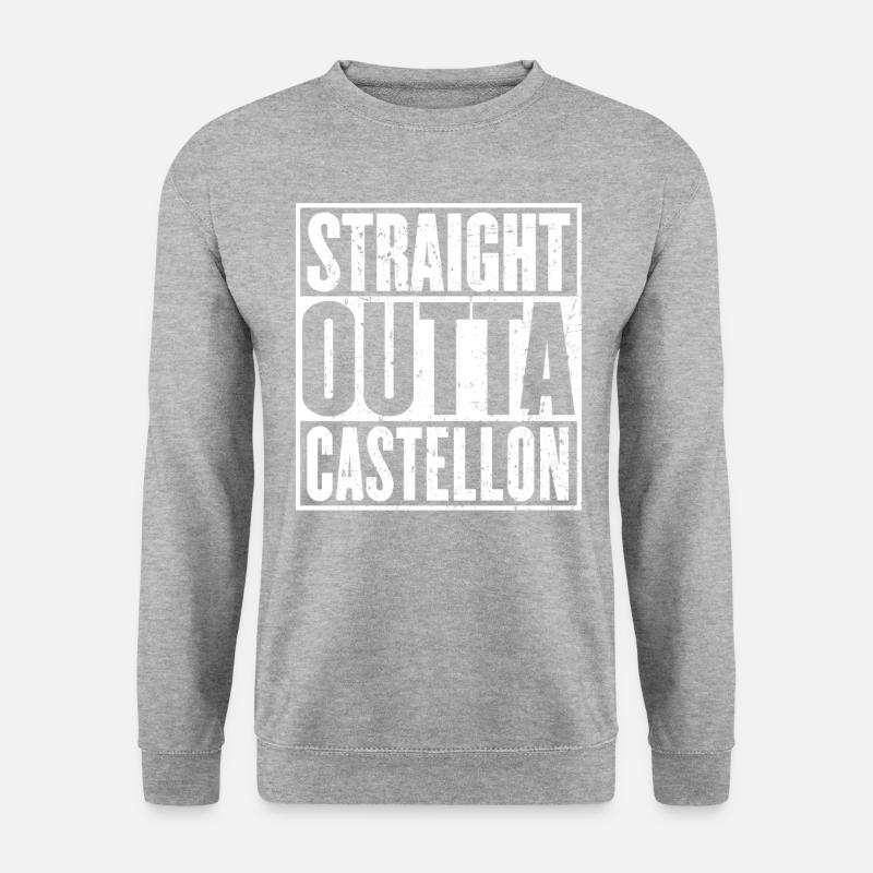 Gerade Outta Castellón - Unisex Pullover - Weißgrau meliert