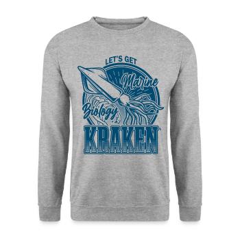 Lass uns Kraken Funny Squid Marine Biologist Sea bekommen - Unisex Pullover - Weißgrau meliert - Vorne - Alina (178cm) & Michal (187cm)