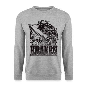Lass uns Kraken Funny Squid Marine Biologist Sea bekommen - Unisex Pullover - Weißgrau meliert - Vorne - Alina (178cm) & Michal (187cm)