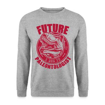Zukünftiger Paläontologe Paläontologie Dinosaurier Liebhaber - Unisex Pullover - Weißgrau meliert - Vorne - Alina (178cm) & Michal (187cm)