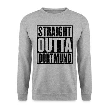 Gerade Outta Dortmund Vintage - Unisex Pullover - Weißgrau meliert - Vorne - Alina (178cm) & Michal (187cm)
