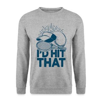 I'd Hit That Funny Tennis Retro Tennis Player - Unisex Sweatshirt - salt & pepper - Front - Alina (178cm) & Michal (187cm)