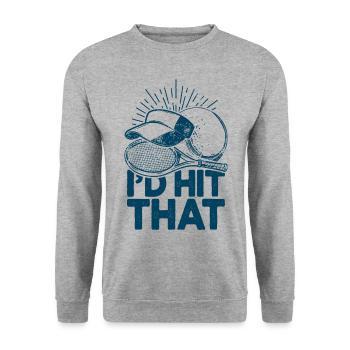 I'd Hit That Funny Tennis Retro Tennis Player - Unisex Sweatshirt - salt & pepper - Front - Alina (178cm) & Michal (187cm)