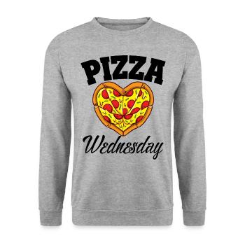 Mittwoch Pizza Night Funny Pizza Lover Fast Food - Unisex Pullover - Weißgrau meliert - Vorne - Alina (178cm) & Michal (187cm)