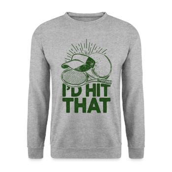 I'd Hit That Funny Tennis Retro Tennis Player - Unisex Sweatshirt - salt & pepper - Front - Alina (178cm) & Michal (187cm)
