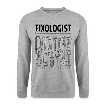 Fixologe Handwerker Werkzeuge Holzarbeiter Schreiner DIY - Unisex Pullover - Weißgrau meliert - Vorne - Alina (178cm) & Michal (187cm)