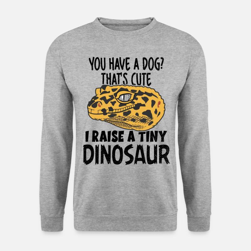 Lustiger Leopard Gecko Besitzer Dinosaurier - Unisex Pullover - Weißgrau meliert