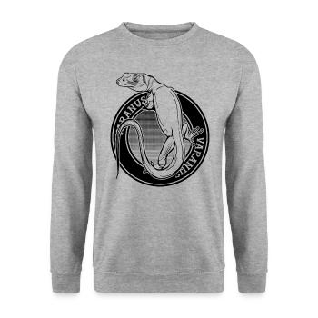 Monitor Eidechse Tattoo Stil Reptilienhalter Varanus - Unisex Pullover - Weißgrau meliert - Vorne - Alina (178cm) & Michal (187cm)