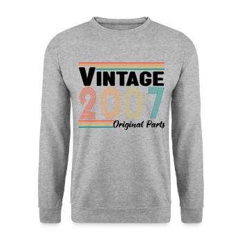 Vintage 2007 Original Parts Cadeau Anniversaire - Sweat-shirt Unisexe - gris chiné - Devant - Alina (178cm) & Michal (187cm)