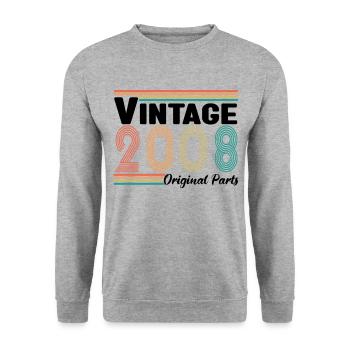 Vintage 2008 Original Parts Cadeau Anniversaire - Sweat-shirt Unisexe - gris chiné - Devant - Alina (178cm) & Michal (187cm)