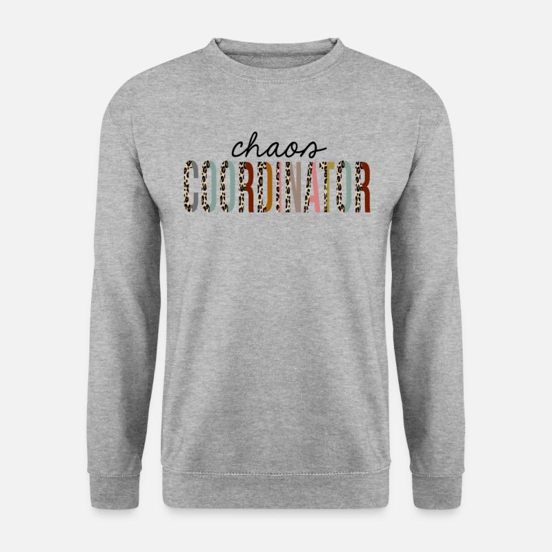 Chaos Koordinator Leopardenprint Lustig - Unisex Pullover - Weißgrau meliert