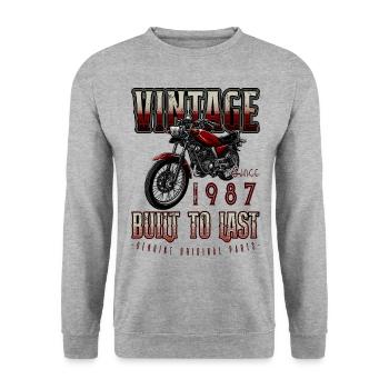 Vintage Motorrad Biker Motorrad Geburtstag 1987 - Unisex Pullover - Weißgrau meliert - Vorne - Alina (178cm) & Michal (187cm)