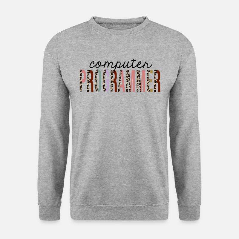 Computerprogrammierer Leopard Print lustig - Unisex Pullover - Weißgrau meliert