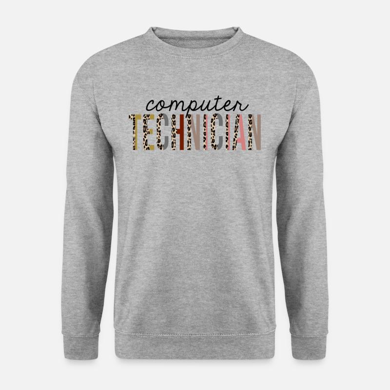 Computer Technician Leopard Print Funny - Unisex Sweatshirt - salt & pepper