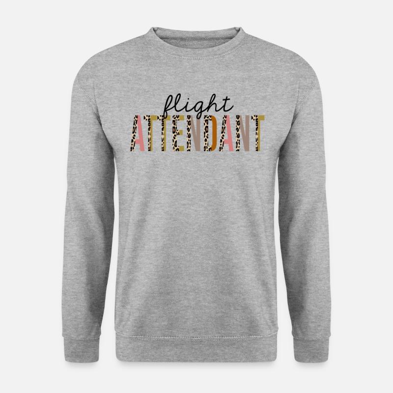 Flugbegleiter Leopardenprint lustig - Unisex Pullover - Weißgrau meliert