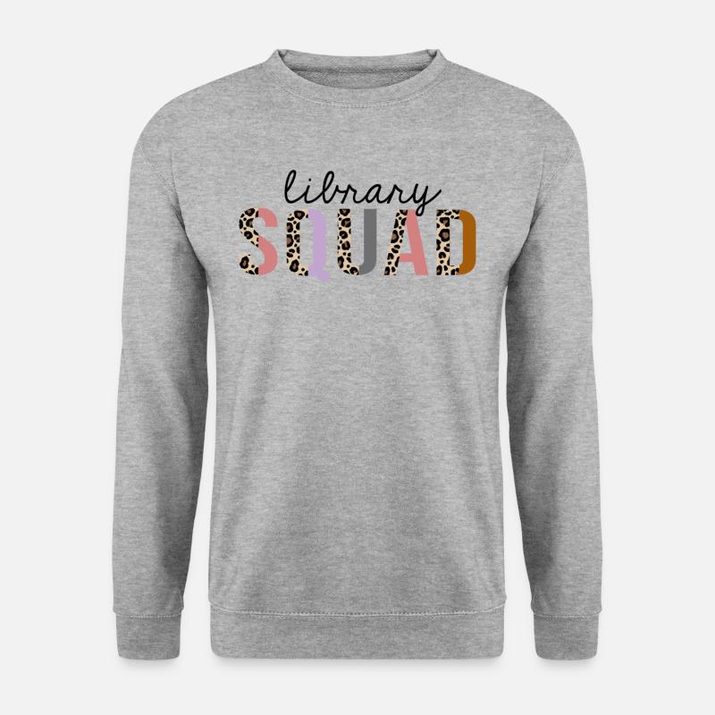 Bibliotheks-Gruppen-Leopard-Druck lustig - Unisex Pullover - Weißgrau meliert