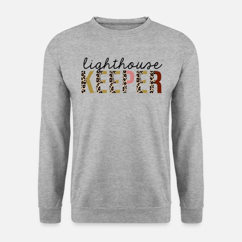 Leuchtturm-Wächter-Leopard-Druck lustig - Unisex Pullover - Weißgrau meliert