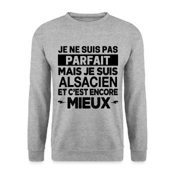 Je ne suis pas parfait mais Alsacien Alsace Cadeau - Sweat-shirt Unisexe - gris chiné - Devant - Alina (178cm) & Michal (187cm)