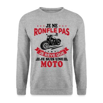 Je Ne Ronfle Pas Je Rêve Que Je Suis Une Moto - Sweat-shirt Unisexe - gris chiné - Devant - Alina (178cm) & Michal (187cm)