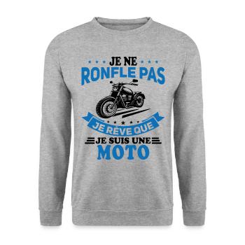 Je Ne Ronfle Pas Je Rêve Que Je Suis Une Moto - Sweat-shirt Unisexe - gris chiné - Devant - Alina (178cm) & Michal (187cm)
