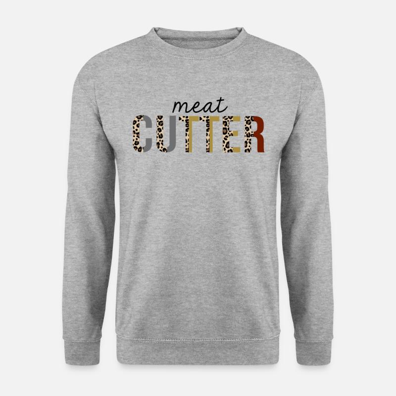 Fleischzerleger Leopardenprint lustig - Unisex Pullover - Weißgrau meliert