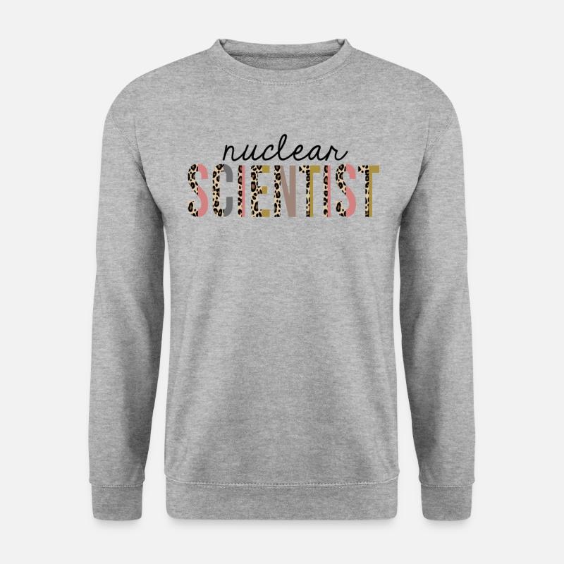 Atomwissenschaftler Leopardenprint lustig - Unisex Pullover - Weißgrau meliert