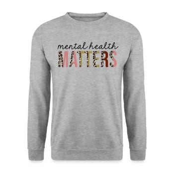 Mental health matters Leopard Print Funny - Unisex Sweatshirt - salt & pepper - Front - Alina (178cm) & Michal (187cm)