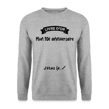 Cadeau drôle 10e Anniversaire Livre D'or - Sweat-shirt Unisexe - gris chiné - Devant - Alina (178cm) & Michal (187cm)
