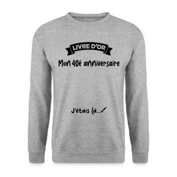 Cadeau drôle 40e Anniversaire Livre D'or - Sweat-shirt Unisexe - gris chiné - Devant - Alina (178cm) & Michal (187cm)