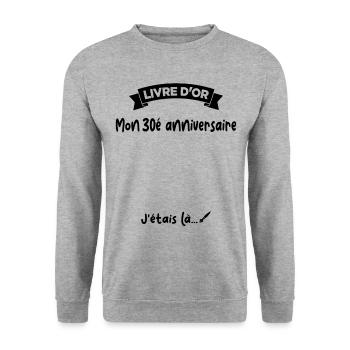 Cadeau drôle 30e Anniversaire Livre D'or - Sweat-shirt Unisexe - gris chiné - Devant - Alina (178cm) & Michal (187cm)