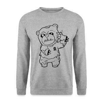 Zombiecore Aesthetic Zombie Bear Creepy Bear - Unisex Sweatshirt - salt & pepper - Front - Alina (178cm) & Michal (187cm)
