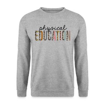 Physical Education Leopard Print Funny - Unisex Sweatshirt - salt & pepper - Front - Alina (178cm) & Michal (187cm)