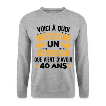 Voici à quoi ressemble un beau gosse 40 Ans - Sweat-shirt Unisexe - gris chiné - Devant - Alina (178cm) & Michal (187cm)