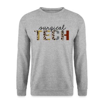 Surgical tech Leopard Print Funny - Unisex Sweatshirt - salt & pepper - Front - Alina (178cm) & Michal (187cm)